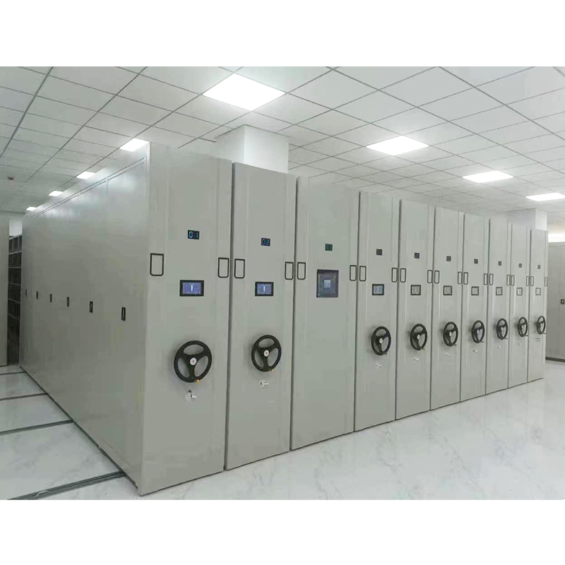 How do compact shelves ensure convenient access to archives in a densely packed storage environment?